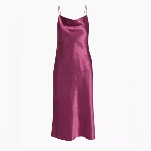 Aritzia Babaton Model Satin Midi Dress in Magenta Crush Size Medium - Picture 2 of 6